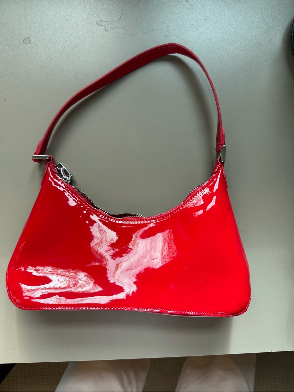 Mango Glossy Red Patent Shoulder Bag